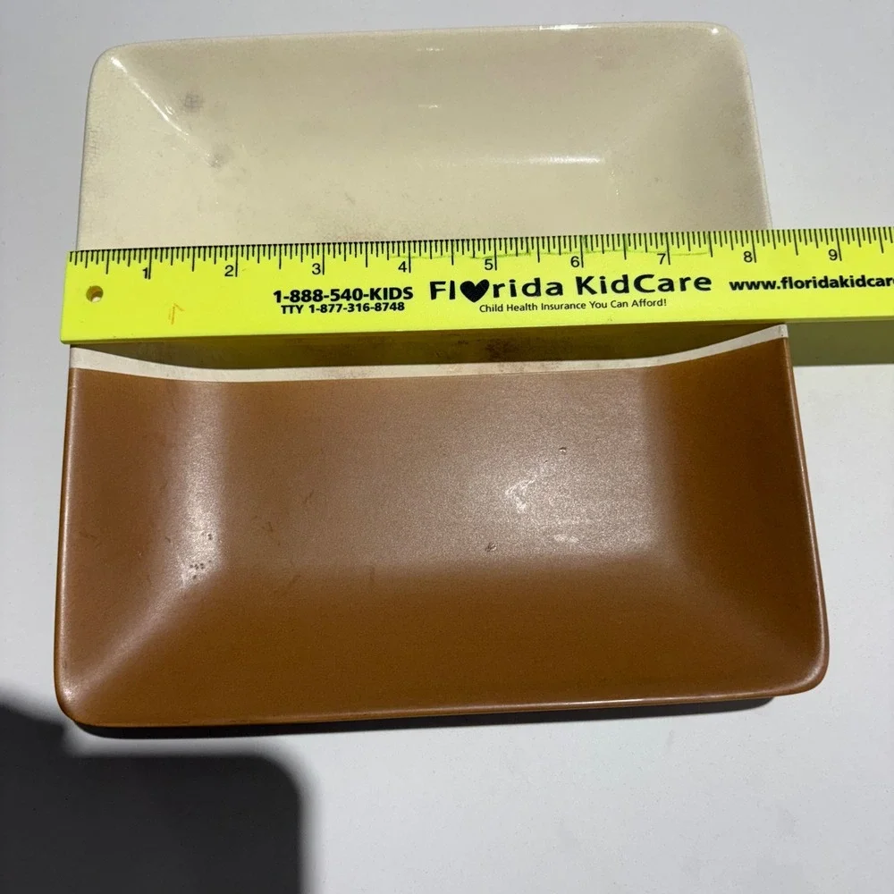 Square Brown & Beige Accent Plates Small Condiment‎ Dessert Dish Decor